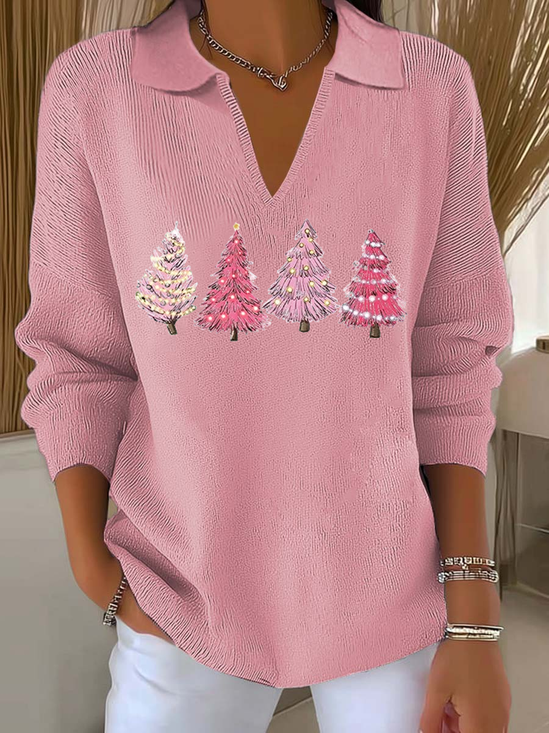 Damen Weihnachten Langarm Bequem Lässig Print Pullover