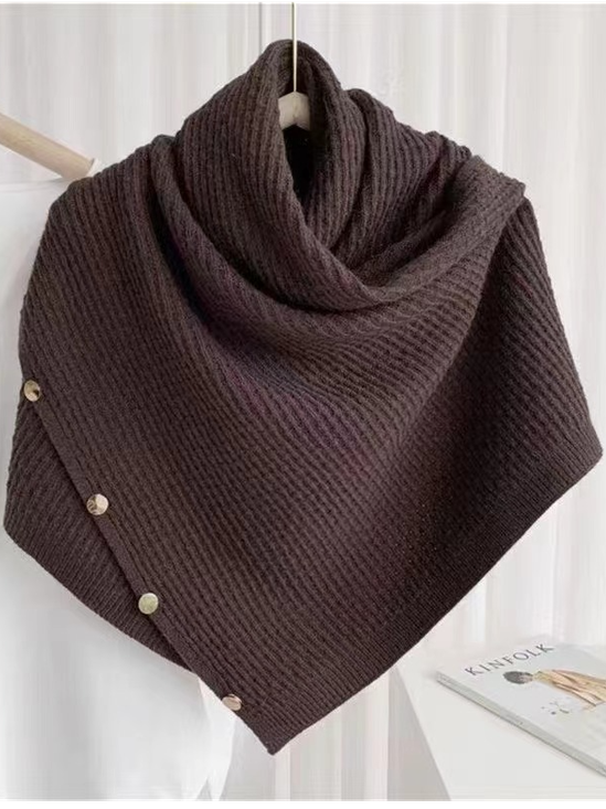 Einfach Weit Wollmischung Asymmetrisch Ausschnitt Poncho