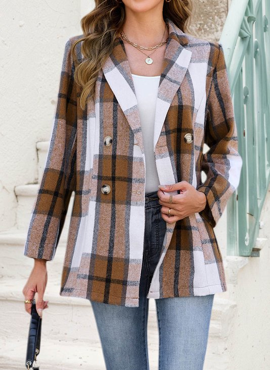 Damen Geometrisch Frühling/Herbst Oberbekleidung Lässig Langarm Schalkragen Regelmäßig Blazer