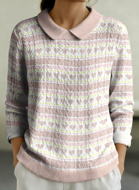 Damen Baumwolle Geometrisch Langarm Bequem Lässig Pullover