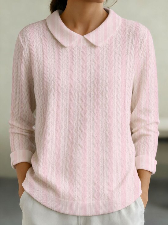 Damen Baumwolle Geometrisch Langarm Bequem Lässig Pullover