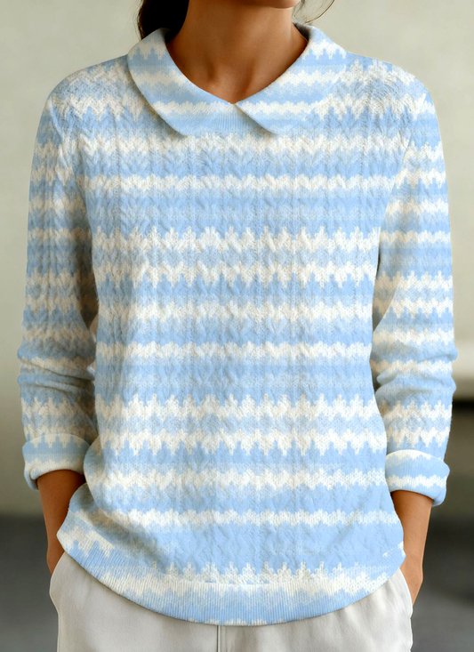 Damen Baumwolle Geometrisch Langarm Bequem Lässig Pullover