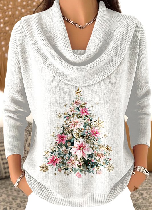 Damen Baumwolle Weihnachten Langarm Bequem Lässig Pullover