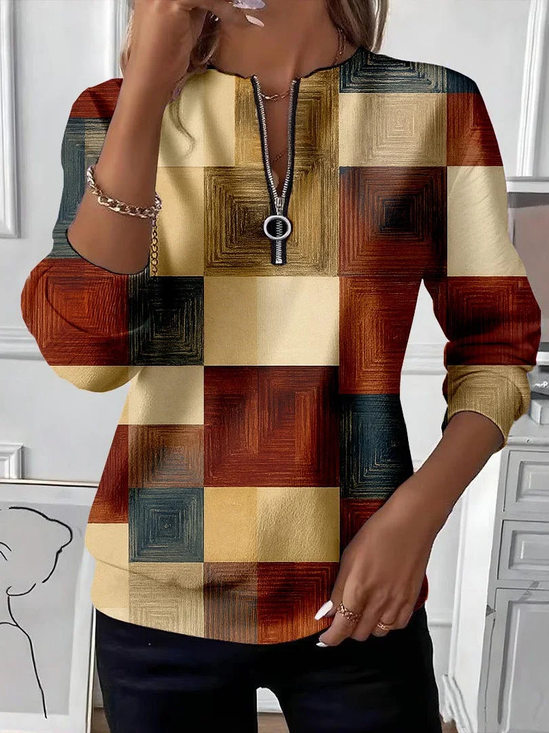 Lässig Rundhals Abstrakt Sweatshirt Print