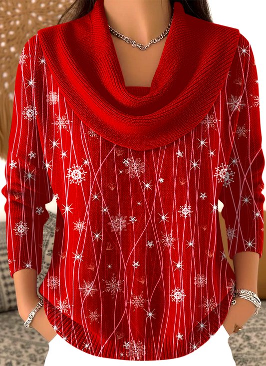 Damen Baumwolle Geometrisch Langarm Bequem Lässig Pullover