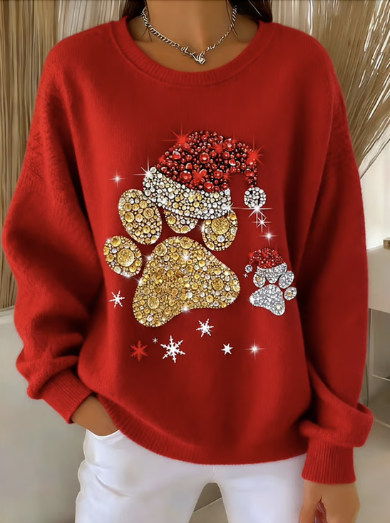 Lässig Rundhals Tier Sweatshirt