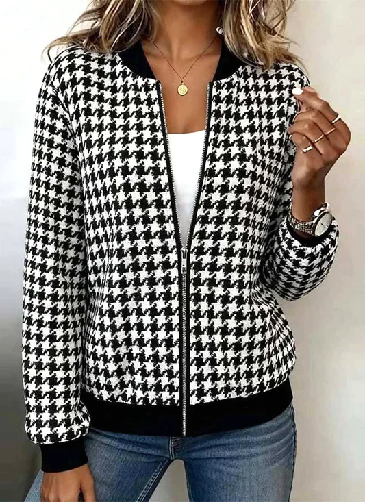 Damen Frühling/Herbst Oberbekleidung Lässig Geometrisch Langarm Stehkragen Jacke