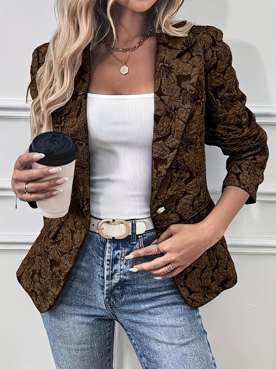 Damen Frühling/Herbst Oberbekleidung Retro Print Geblümt Langarm Schalkragen Jacke