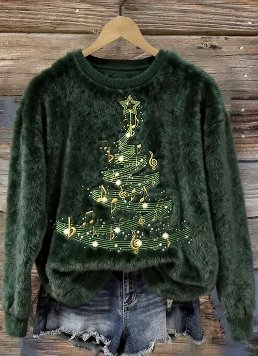 Lässig Rundhals Weihnachten Sweatshirt