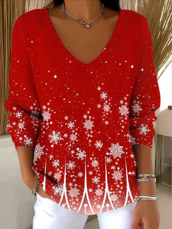 Damen Baumwolle Farbverlauf Langarm Bequem Lässig Pullover