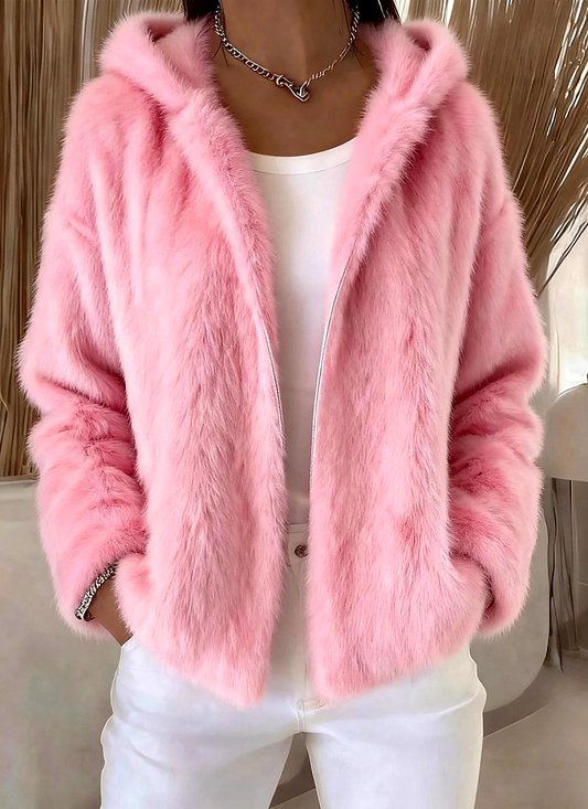 Damen Winter Oberbekleidung Lässig Unifarben Langarm Kapuze Jacke