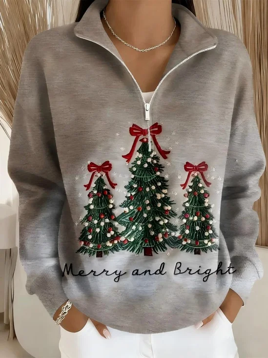 Damen Weihnachten Langarm Bequem Lässig Pullover