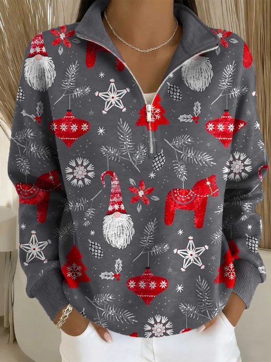 Damen Weihnachten Langarm Bequem Lässig Pullover