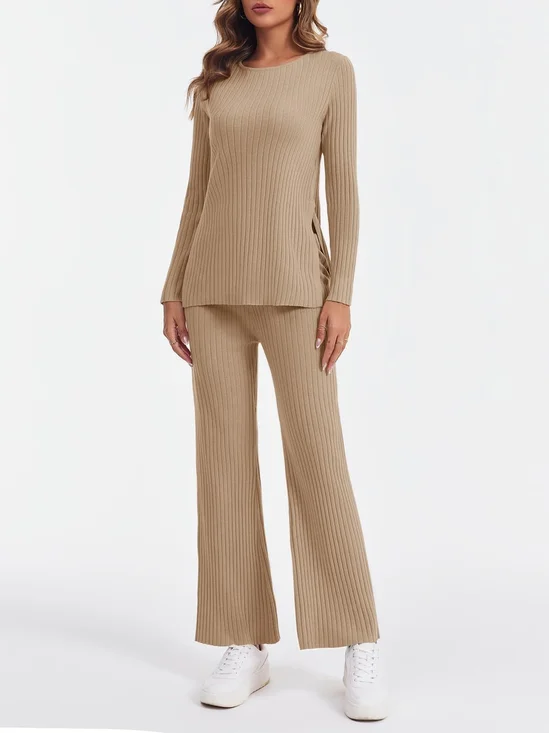 Rundhals Baumwolle Lässig Pyjama Set
