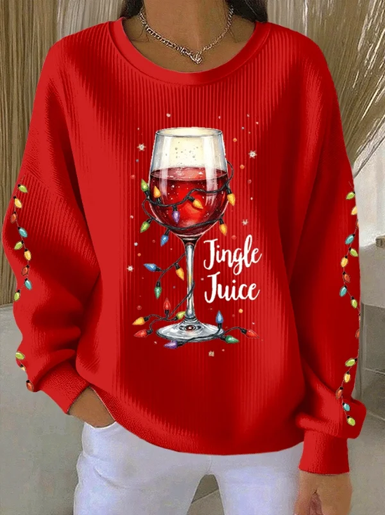 Lässig Rundhals Weihnachten Sweatshirt Print