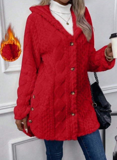 Damen Winter Oberbekleidung Lässig Unifarben Langarm Kapuze Jacke