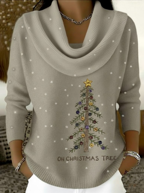Damen Weihnachten Langarm Bequem Lässig Print Pullover