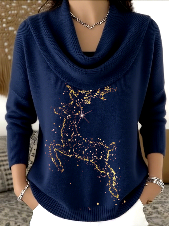 Damen Weihnachten Langarm Bequem Lässig Print Pullover