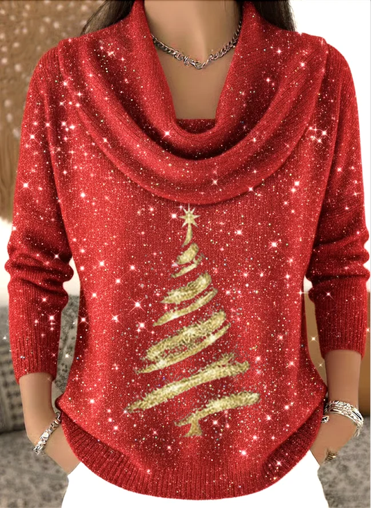 Damen Weihnachten Langarm Bequem Lässig Print Pullover