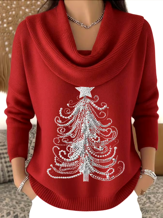 Damen Weihnachten Langarm Bequem Lässig Print Pullover