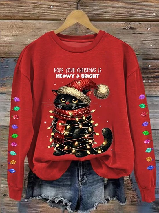 Retro Rundhals Weihnachten Sweatshirt