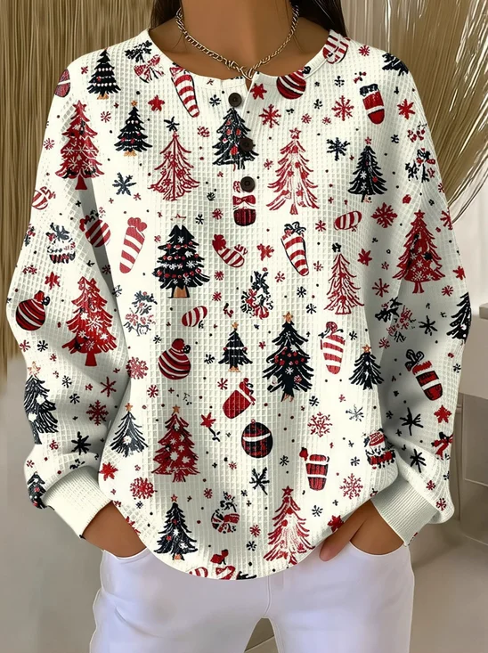 Lässig Rundhals Weihnachten Sweatshirt