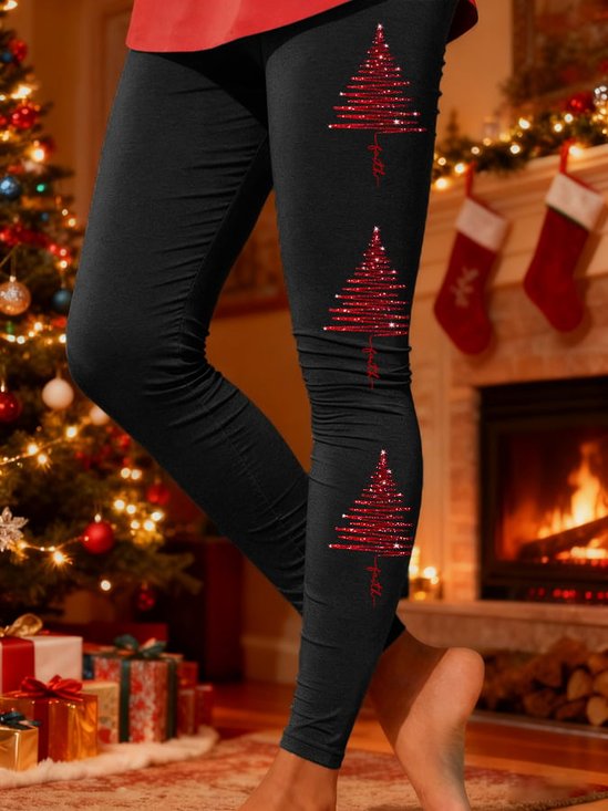 Damen Weihnachten Lässig Alle Jahreszeiten Knöchelhose Leggings