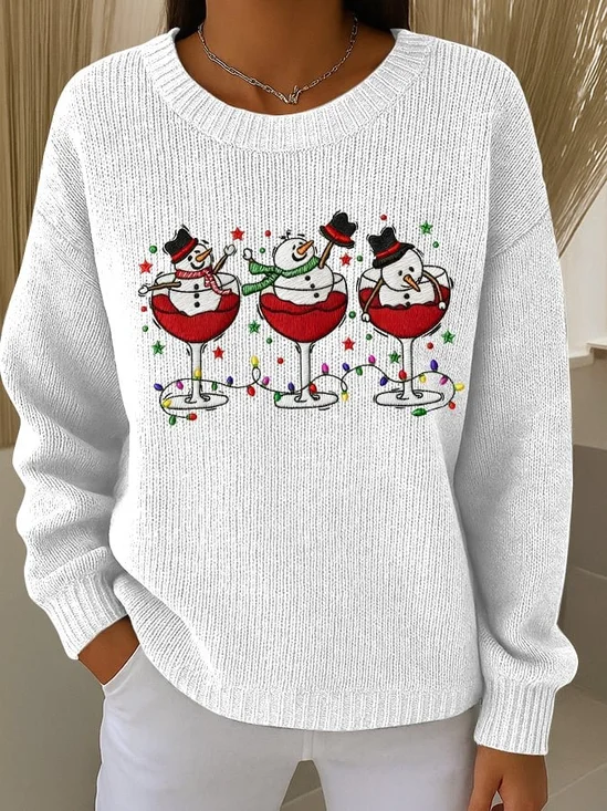 Damen Nachahmung Kaschmir Weihnachtsmann Langarm Bequem Retro Pullover