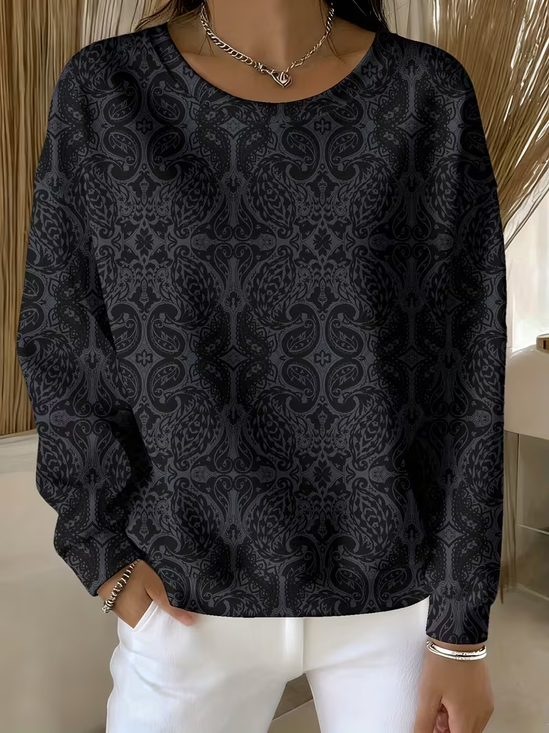 Lässig Rundhals Abstrakt Sweatshirt Print