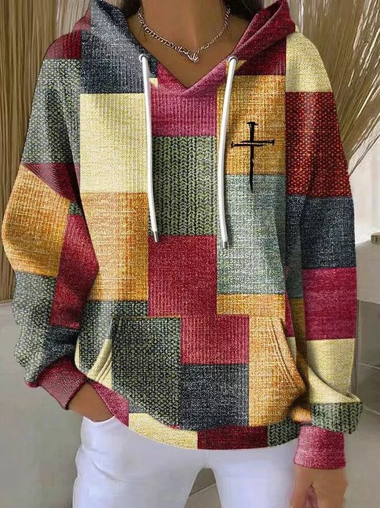 Lässig Kapuze Kariert Kapuze