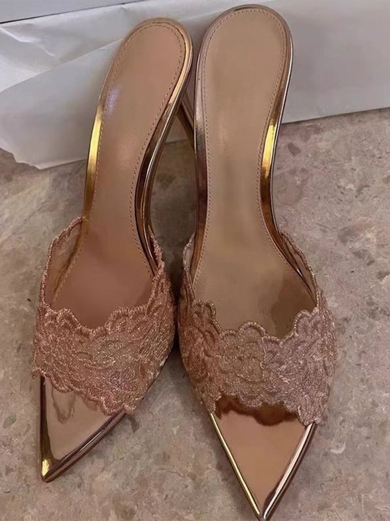 Elegant Unifarben Slip On Hoher Absatz Peep-Toe-Sandalen