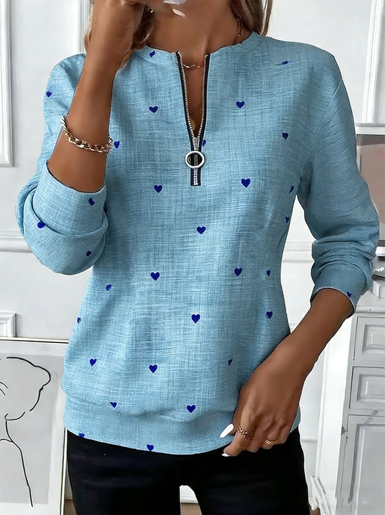 Retro Rundhals Herz/Herz Sweatshirt