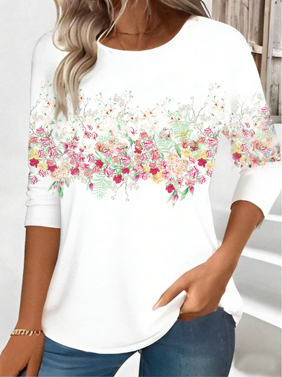 Lässig 3d Drucken Rundhals Langarm T-Shirt