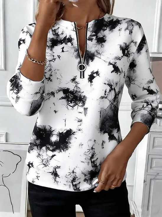 Retro Rundhals Tie-Dye-Muster Sweatshirt