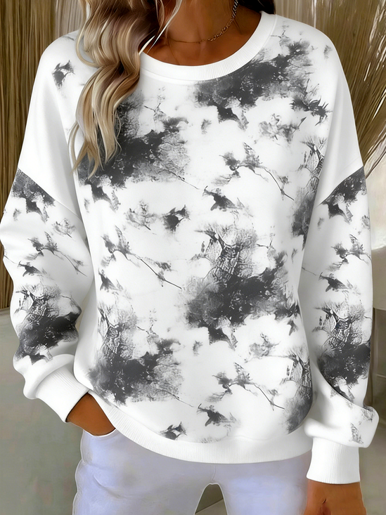 Retro Rundhals Tie-Dye-Muster Sweatshirt