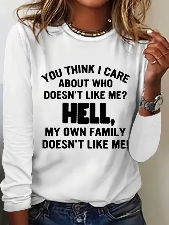 Lässig Textbriefe Rundhals Langarm T-Shirt