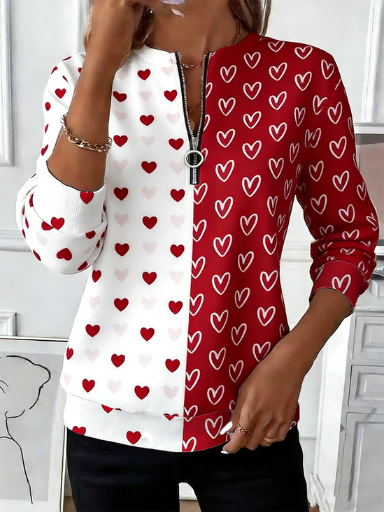 Retro Rundhals Herz/Herz Sweatshirt