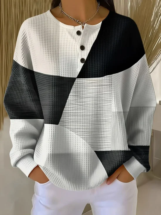 Lässig Rundhals Abstrakt Sweatshirt Print