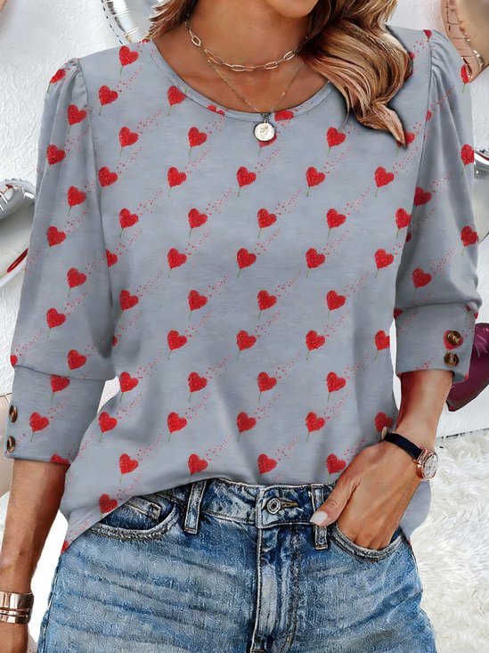 Lässig Herz/Herz Rundhals Halbarm T-Shirt