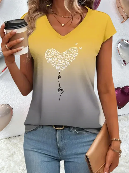 Lässig 3d Drucken V-Ausschnitt Ärmellos T-Shirt