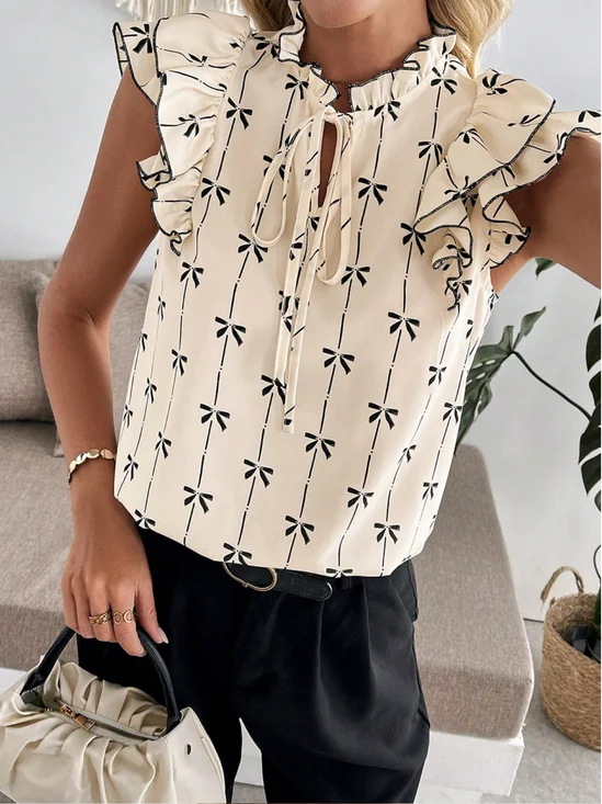 Rundhals Kurzarm 3d Drucken Regelmäßig Regelmäßige Passform Bluse für Damen