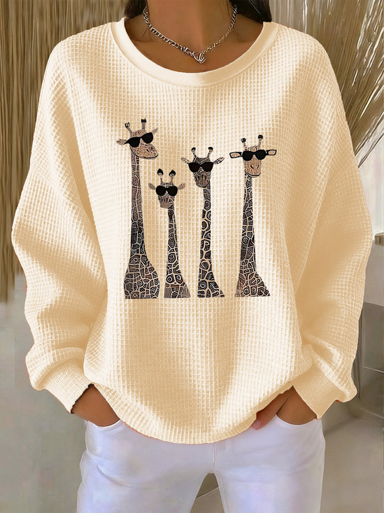 Lässig Tier Bild Rundhals Langarm T-Shirt