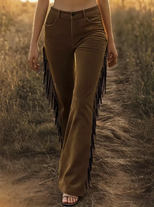 Damen Unifarben Lang Hose Retro Frühling/Herbst Hose