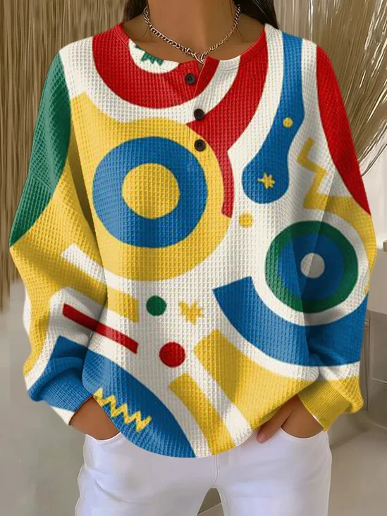 Lässig Rundhals Abstrakt Sweatshirt Print