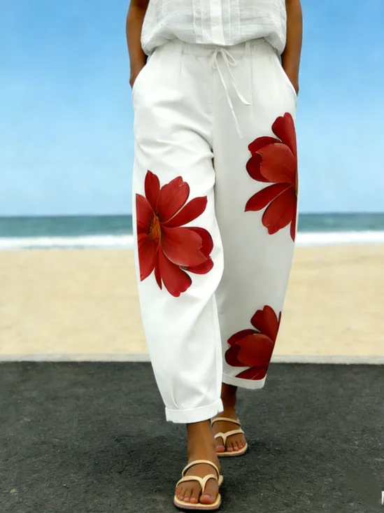 Damen Geblümt Lang Hose Lässig Frühling/Herbst Hose