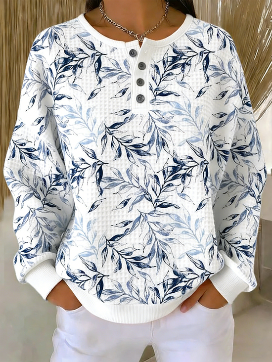 Lässig Geblümt Sweatshirt