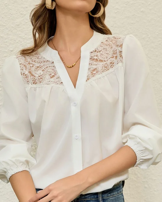 V-Ausschnitt Kurzarm Unifarben Regelmäßig Regelmäßige Passform Bluse für Damen