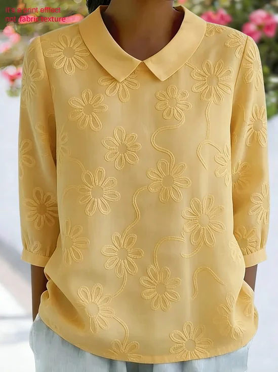 Lässig 3d Drucken Schalkragen Kurzarm T-Shirt