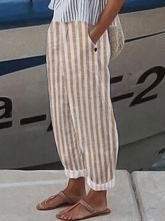 Damen Gestreift Knöchelhose Hose Lässig Frühling/Herbst Hose