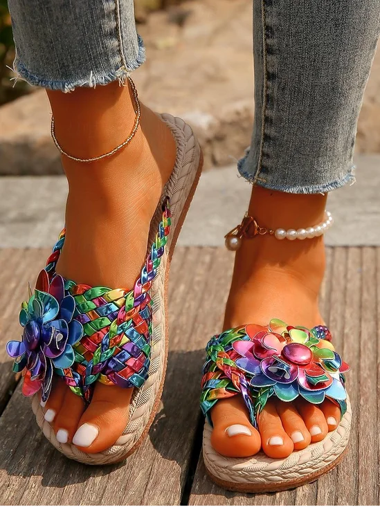 Retro Verlaufsmuster Sommer PU Zehentrenner